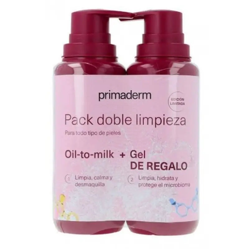 PrimaDerm Double Cleansing Pack, Oil-To-Milk + Gift Gel, 200 Ml X 2