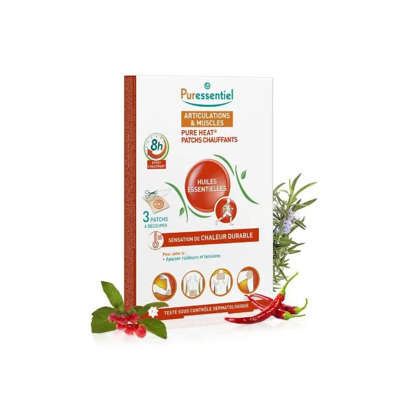 Puressentiel Pure Heat Joint & Muscle Warming Patches, 3 cut-out patches