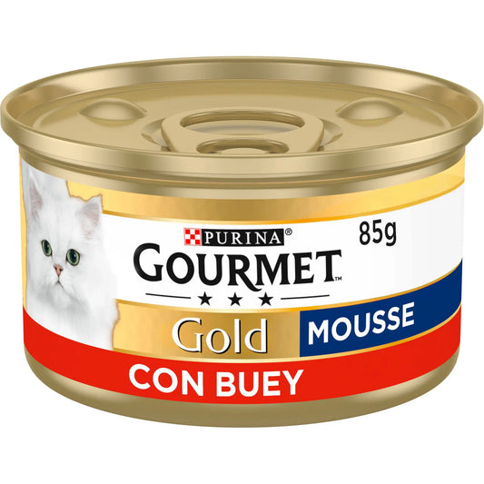 Gourmet Gold Mousse Buey Caja 24X85Gr, comida húmeda para gatos