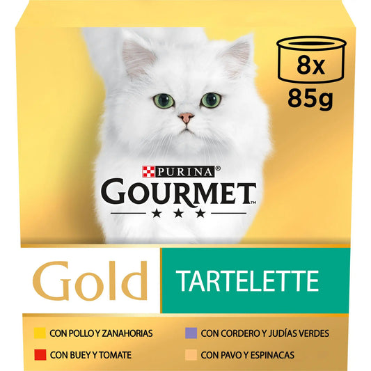 Gourmet Gold Tartallette Caja 8X85Gr, comida húmeda para gatos