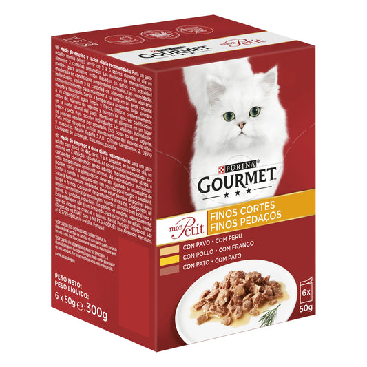 Gourmet Mon Petit Aves Caja 6X50Gr, comida húmeda para gatos