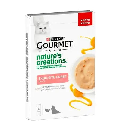 Gourmet Puree Salmon 11X5X10Gr, comida húmeda para gatos