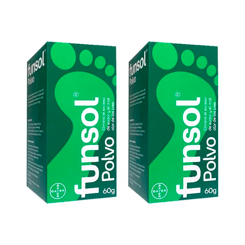Funsol Foot Deodorant Powder Pack, 2x60g