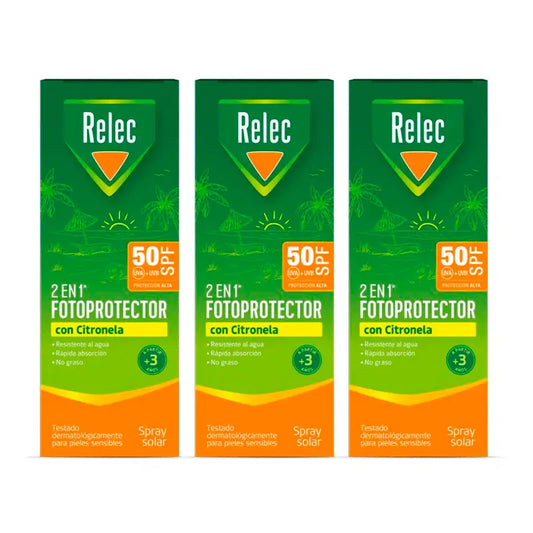 Relec Triplo 2 In 1 Photoprotector Spf50 With Citronella , 3 x 100 ml