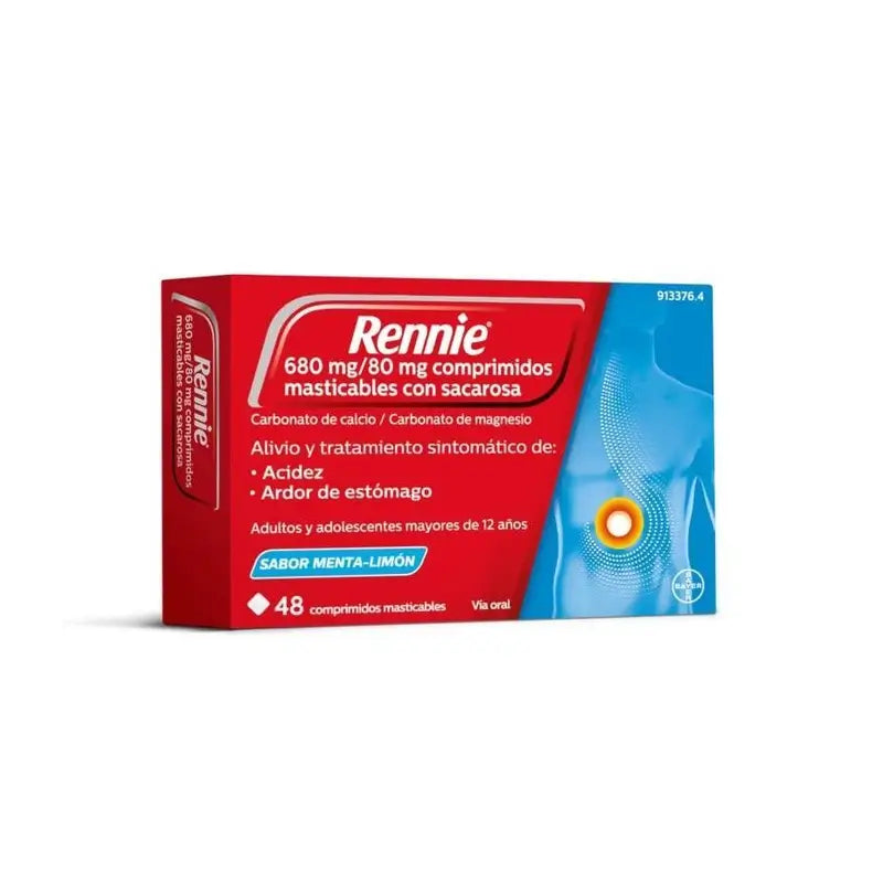 Rennie 48 Chewable Tablets with Mint-Lemon Sucrose