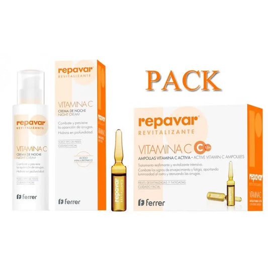 Repavar Revitalizante Vitamina C Crema de Noche 50 ml + Efecto Flash 5 Ampollas