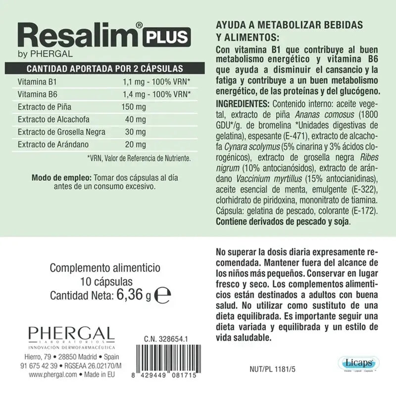 Resalim™ Plus Food Supplement Food Drink Metaboliser Food Drink 2X1 20 Tablets