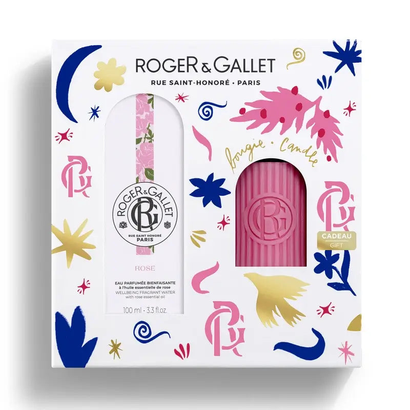 Roger & Gallet Rose Wellness Scented Water 100Ml + Perfumed Candle, 2 units