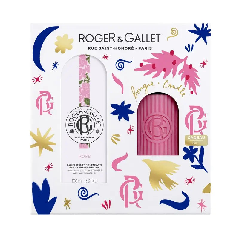 Roger & Gallet Rose Wellness Scented Water 100Ml + Perfumed Candle, 2 units