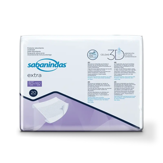 Sabanindas Extra Adjustable Absorbent Pad 80 X 180 Cm. , 20 pcs.