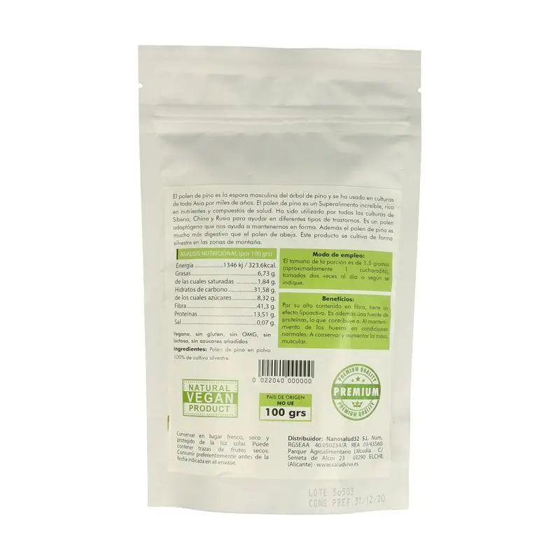 Salud Viva Scots Pine Pollen 100Gr. Sg S/A Vegan