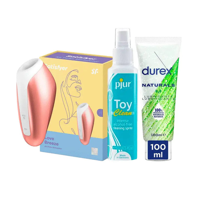 Satisfyer Air Pulse Love Succionador  + Durex Natural Lubricante  + Pjur Limpiador De Juguetes