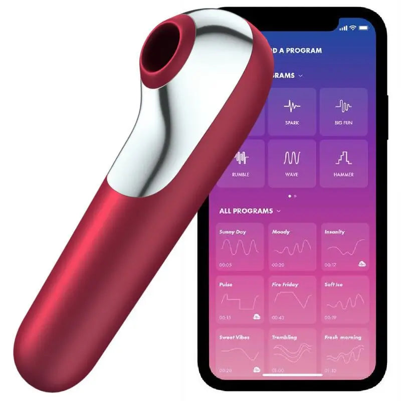 Satisfyer Connect  Dual Love Vibrador Y Succionador Con Aire Pulsado Rojo