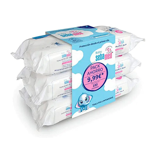 SEBAMED Baby Pack Toallitas, 3X60 unidades