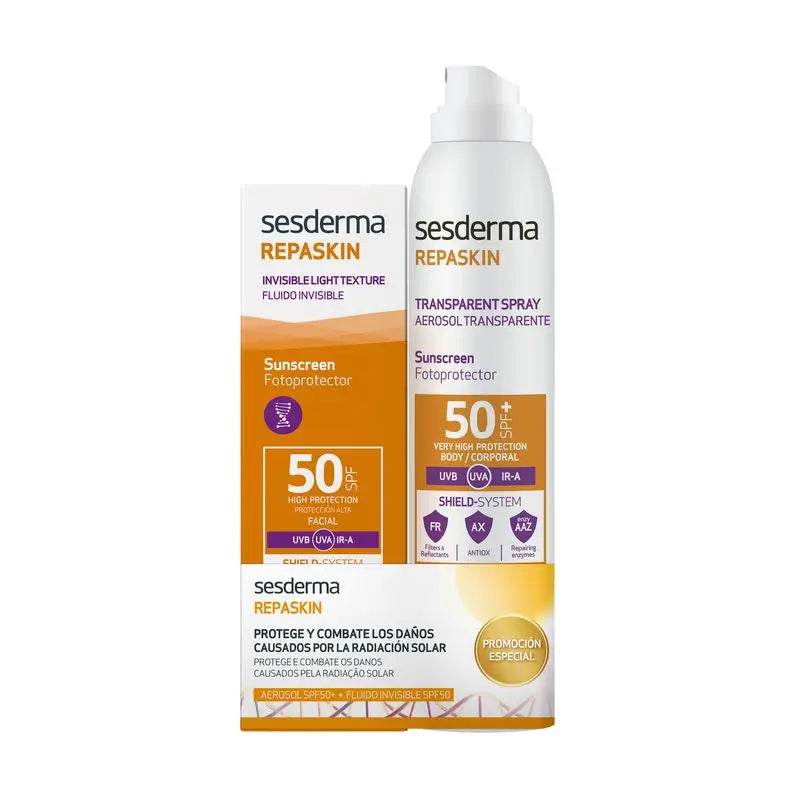 Sesderma Pack Repaskin Clear Spray Spf50 200 Ml + Photoprotector Silk Touch Spf50, 50 Ml