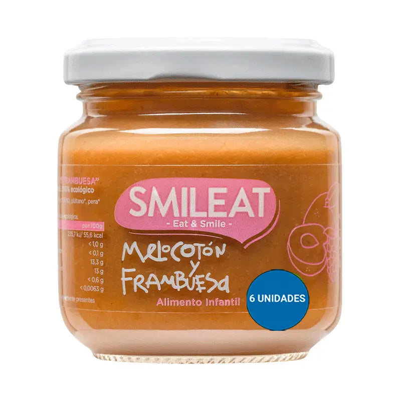 Smileat Tarrito Frambuesa Y Melocotón Ecológico, 6x130 Gr