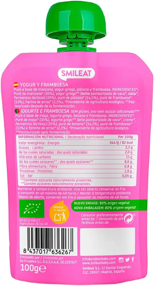 Smileat Pouch Yoghurt & Raspberry Eco 100 g