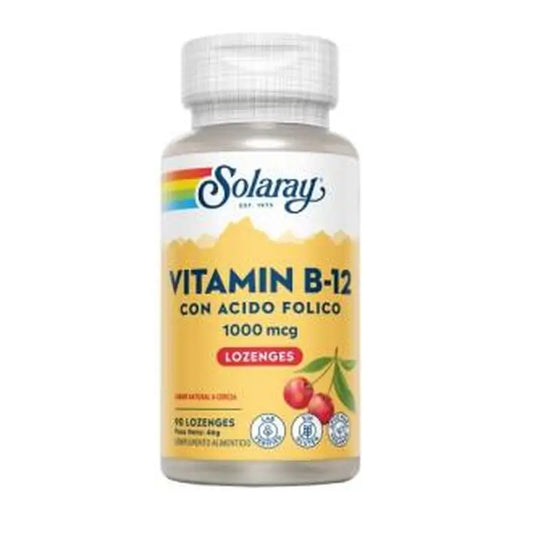 Solaray Vit. B12 + Acido Folico 1000Mcg. 90Comp Sublingual 