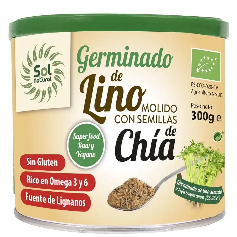 Solnatural Germinado De Lino Molido Con Chia Bio , 300 gr