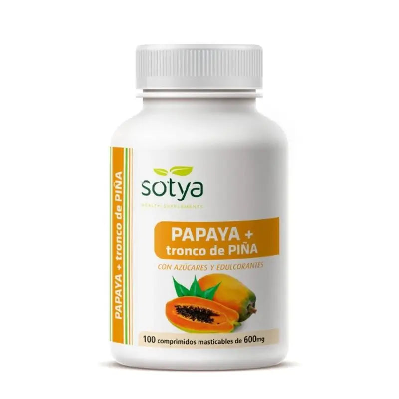 Sotya Papaya + Pineapple Stem 600 Mg, 100 Tablets