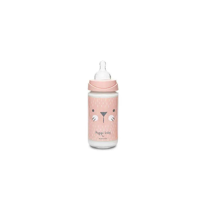 Suavinex Biberón Vídrio Premium de Color Rosa, 240 ml