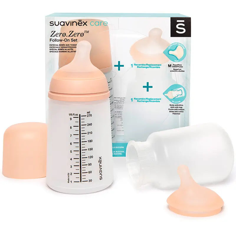 Suavinex Set Biberón Zero-Zero , 270 ml, Flujo Medio