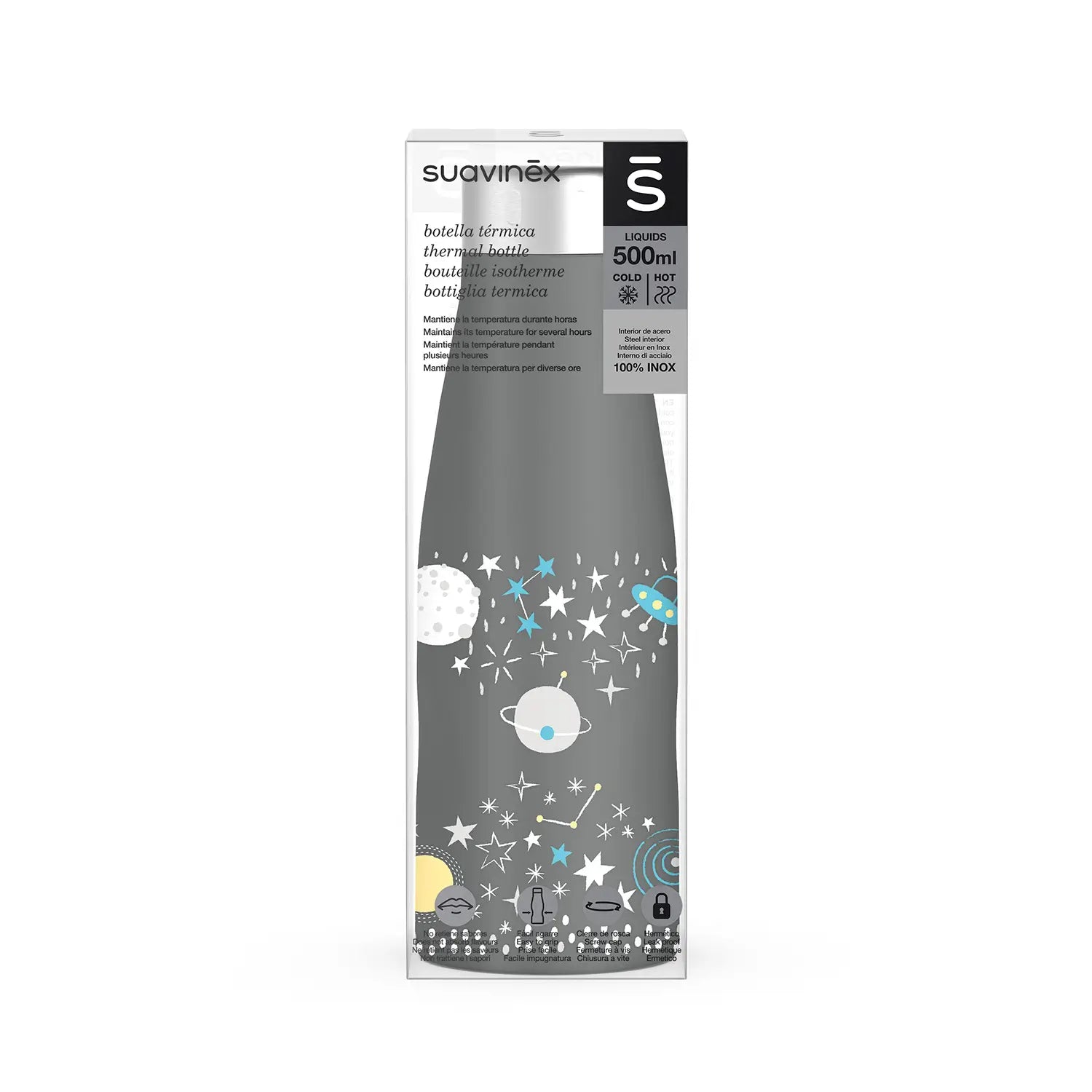 Suavinex Botella de Acero Inoxidable Gris, 500 ml