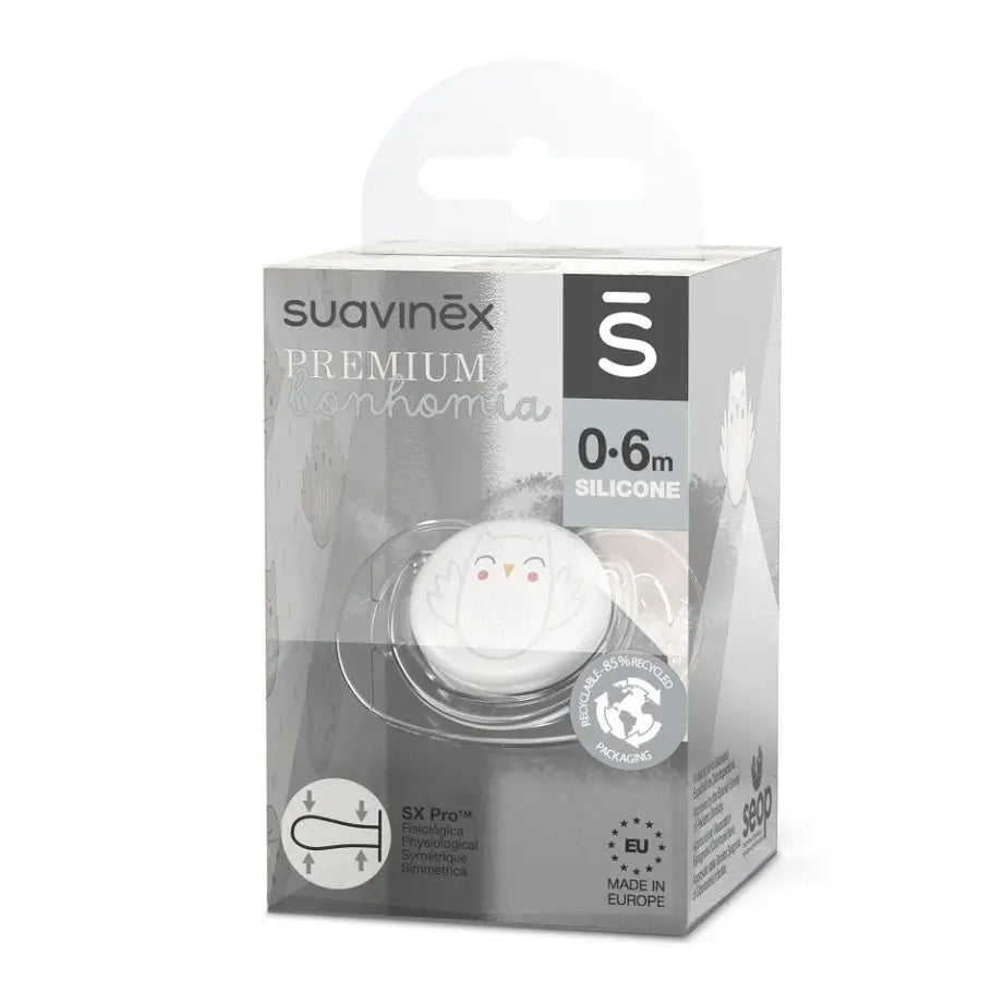 Suavinex Chupete Premium Para Bebés De 0-6 Meses. Chupete Con Tetina Fisiológica De Silicona Sx Pro. Bonhomia, Beige