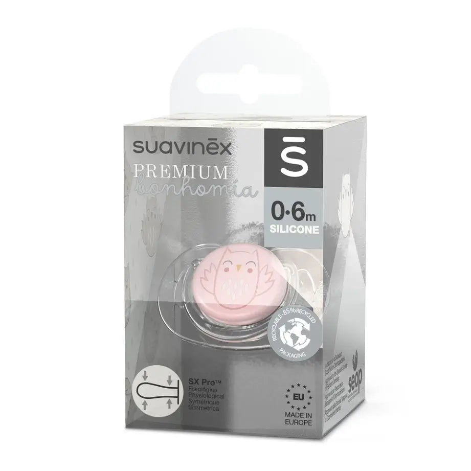 Suavinex Chupete Premium Para Bebés De 0-6 Meses. Chupete Con Tetina Fisiológica De Silicona Sx Pro. Bonhomia, Rosa