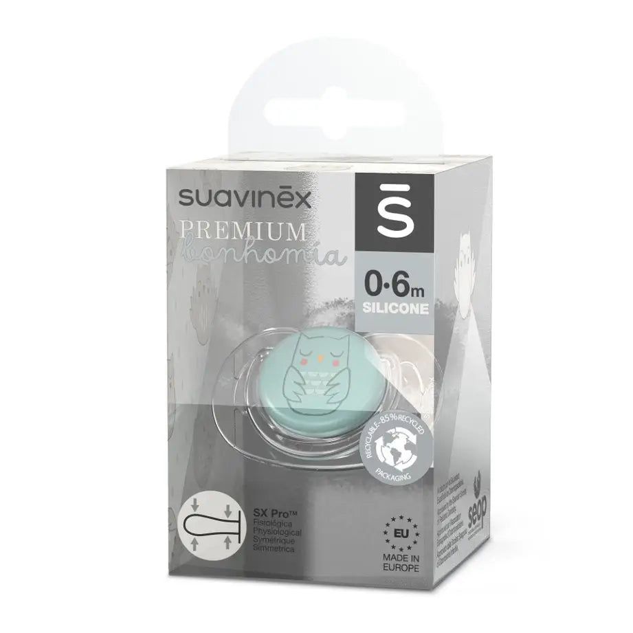 Suavinex Chupete Premium Para Bebés De 0-6 Meses. Chupete Con Tetina Fisiológica De Silicona Sx Pro. Bonhomia, Verde