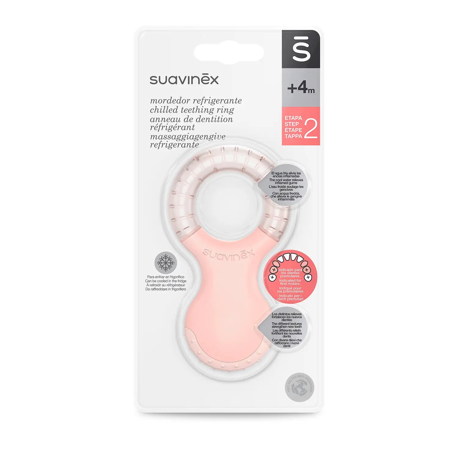 Suavinex Mordedor Refrigerante +4 Meses, Color Rosa