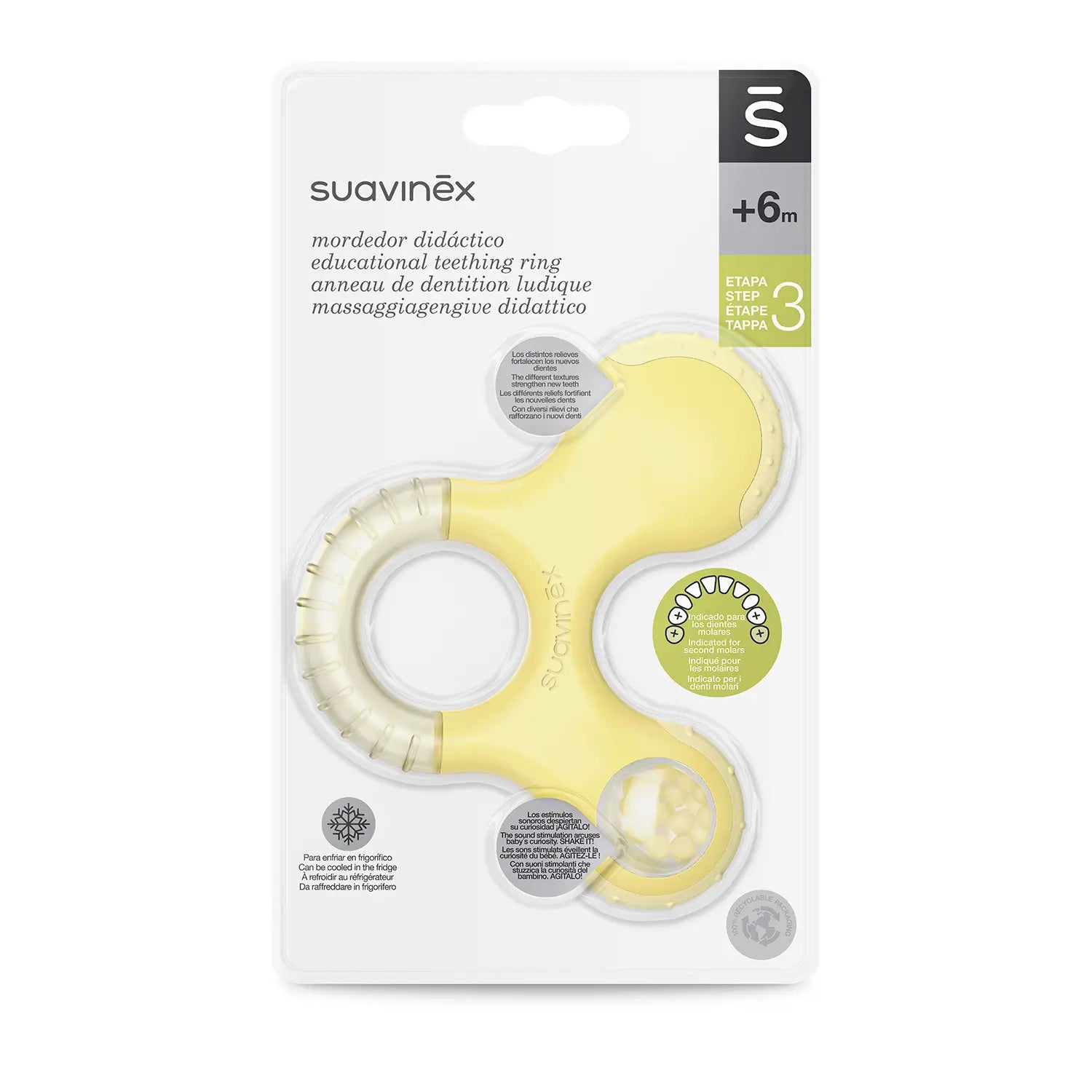 Suavinex Mordedor Didáctico y Sonajero +6 Meses, Color Amarillo