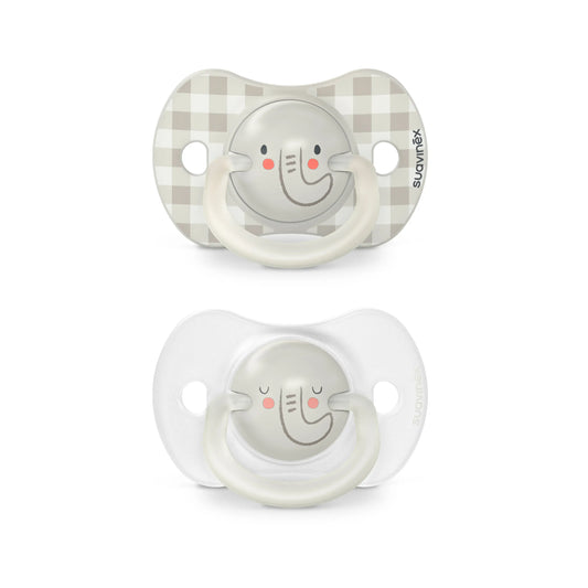 Suavinex Pack 2 Pacifiers Grey Glow In The Dark, 0-6 Months, 2 units