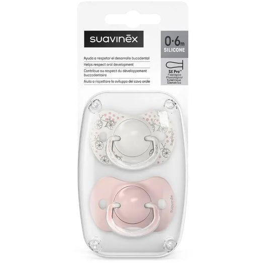 Suavinex Pack Pacifiers Pink With Physiological Silicone Teat Sx Pro, 0-6 Months, 2 units