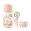 Suavinex Newborn Baby Gift Pack: Anti-colic Feeding Bottle 270 Ml + Soother 0/6 Months + Pacifier, Coral