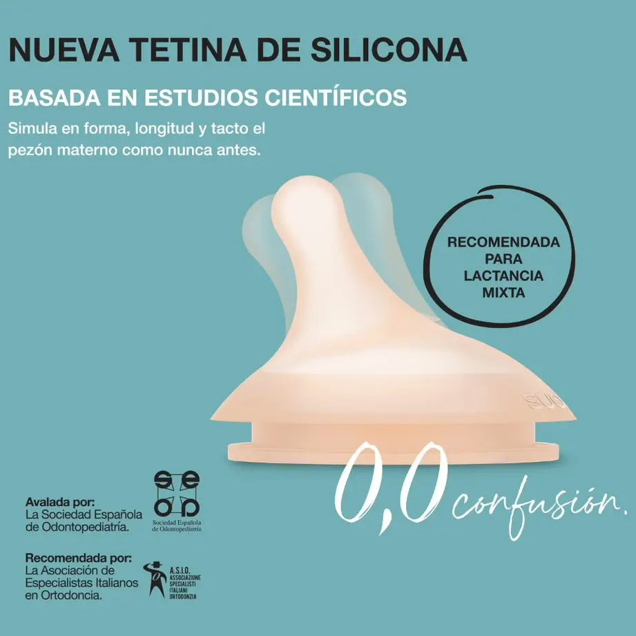 Suavinex Set Biberón Zero-Zero Anticólicos Con Tetina Y Bolsa Anticólicos De Recambio, 180Ml, Flujo Adaptable