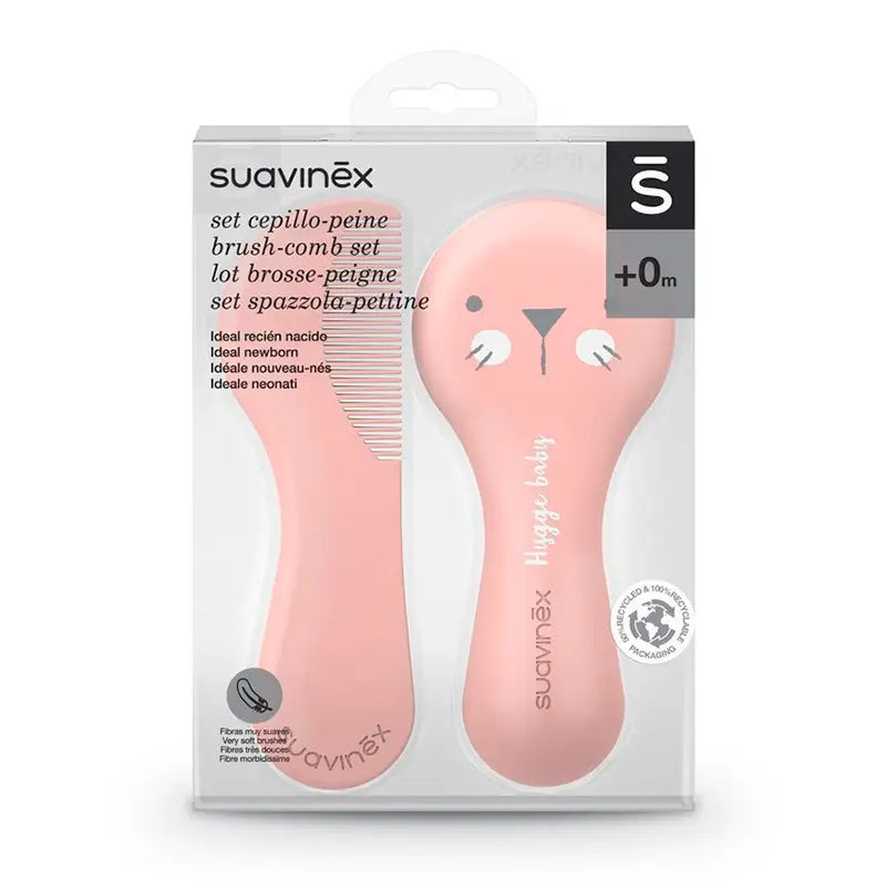 Suavinex Set Cepillo y Peine, Color Rosa