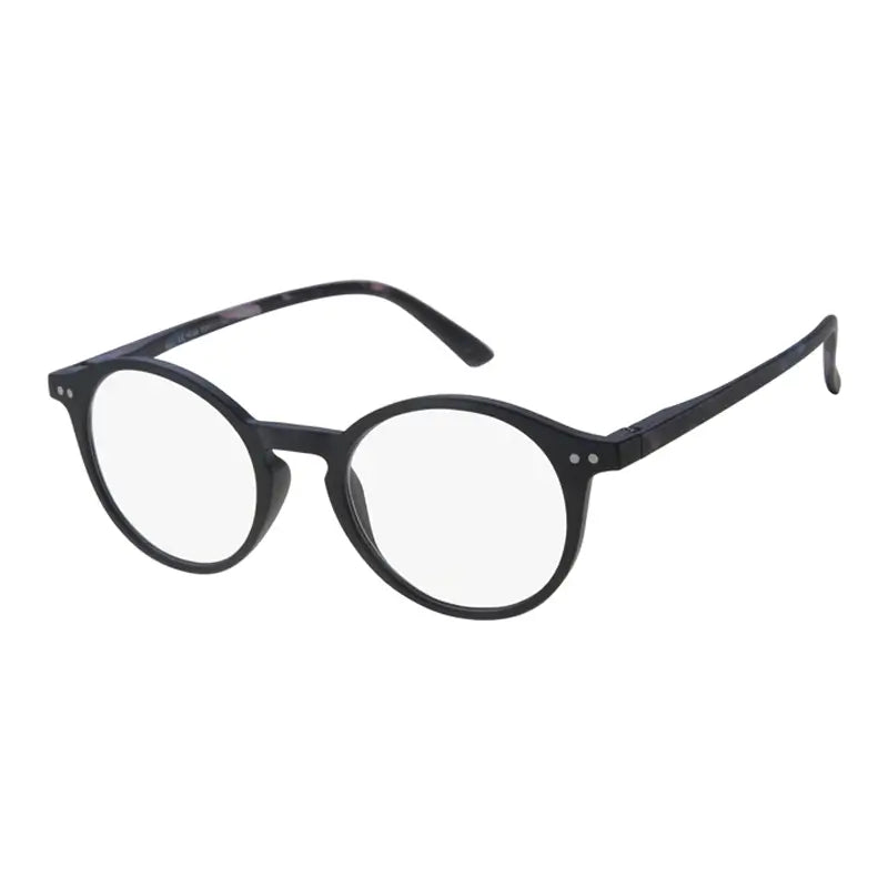 Surgicalmed Euro Optics Gala Presbyopia Reading Glasses (Matte Black, Blue/Purple Temples and Silver Decoration) (+1.50)