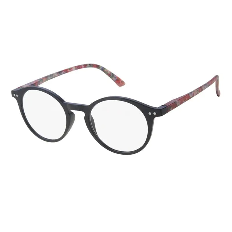 Surgicalmed Euro Optics Gala Presbyopia Reading Glasses (Matte Black, Red / Flower On Temples And Silver Decoration) (+1.00)