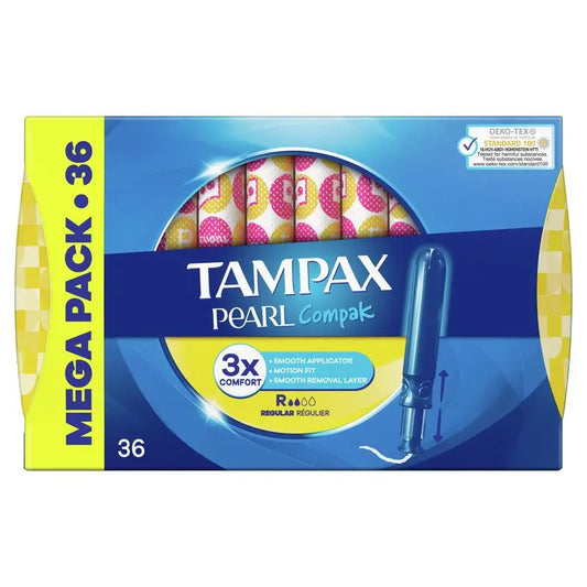 Tampax Compak Pearl Regular Tampons With Applicator , 36 units