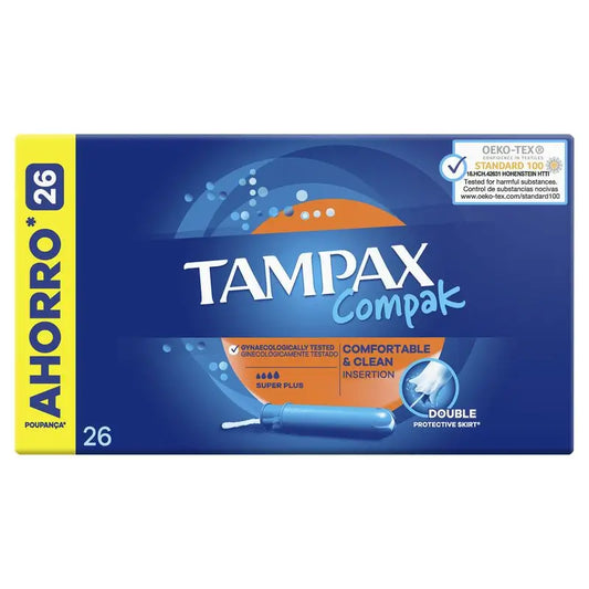 Tampax Compak Super Plus Tampons With Applicator , 26 units