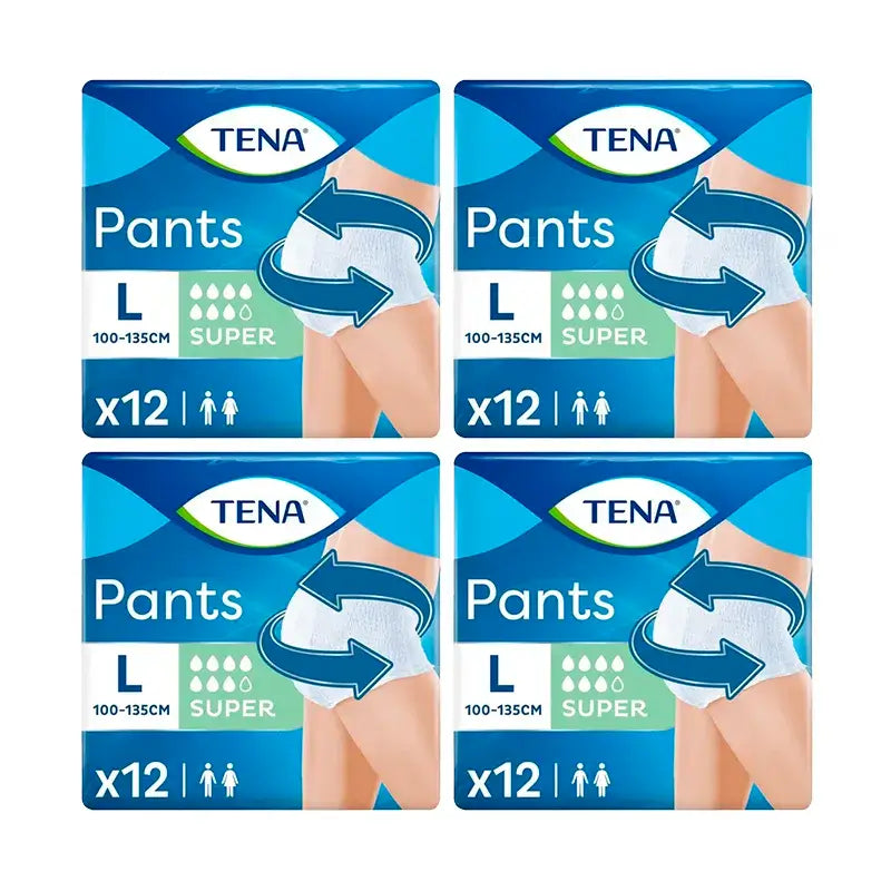 Tena Pack Pants Absorbent Incontinence Pants Light Urine Super Large Size, 4 X 12 Units