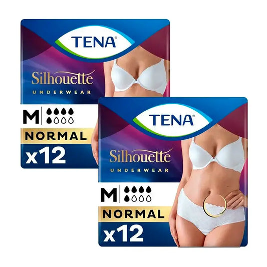 Tena Pack Silhouette White Low Waist Size M, 2 X 12 Units