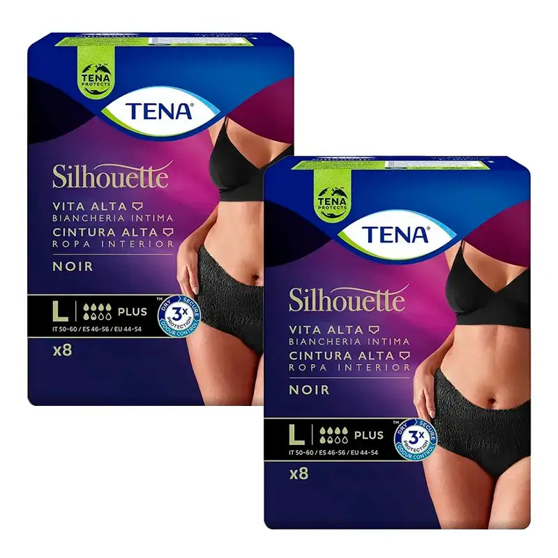 Tena Pack Silhouette Night Plus High Waist Size L, 2 X 8 Units