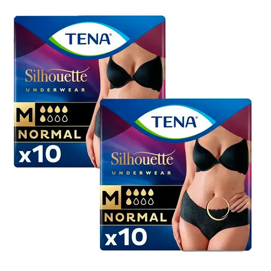 Tena Pack Silhouette Normal Black Low Waist Size M, 2 X 10 Units