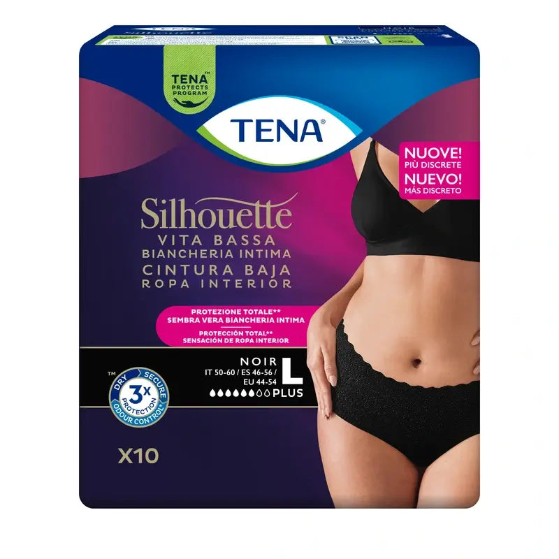 Tena Silhouette Black Low Waist Large , 10 units