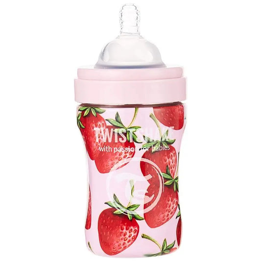 Twistshake Biberón Anticólicos Acero Fresa , 260 ml