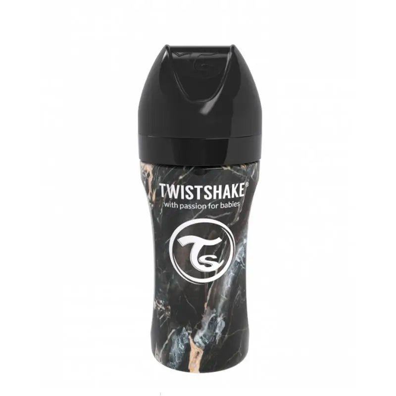 Twistshake Biberón Anticólicos Acero Negro , 330 ml