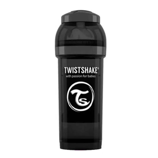 Twistshake Biberón Anticólicos Negro, 260 ml