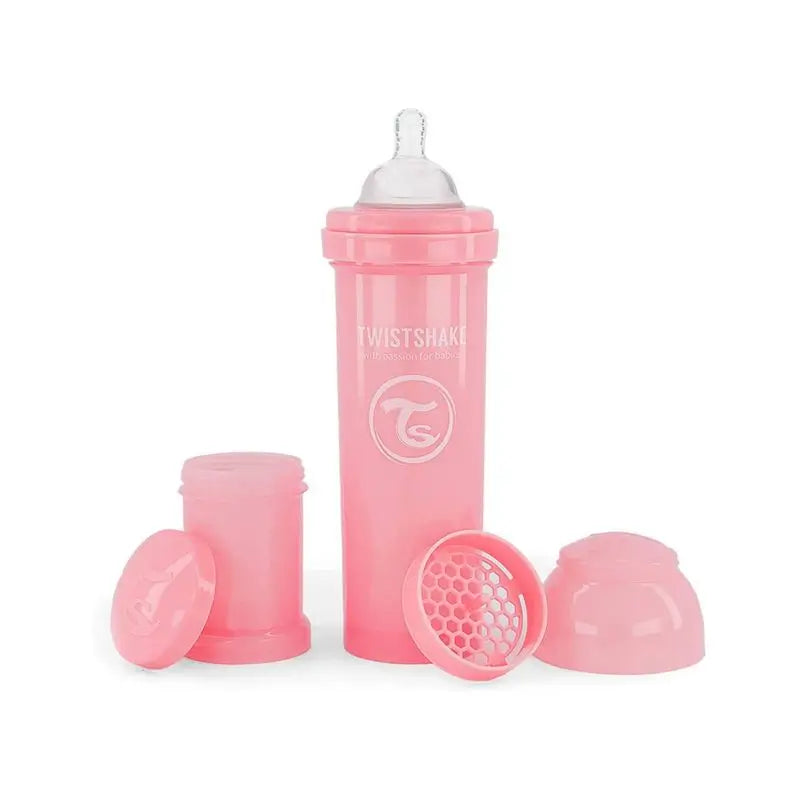 Twistshake Biberón Anticólicos Rosa  , 330 ml